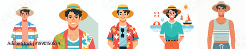 half body vector of a man standing in summer clothes