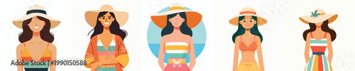 half body vector of a woman standing in summer clothes