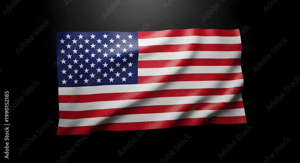 Fototapeta premium American flag waving against black background