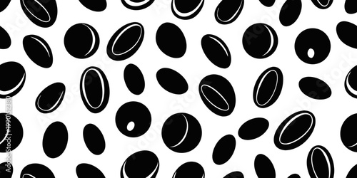 Modern seamless pattern of scattered coffee beans vector graphic
