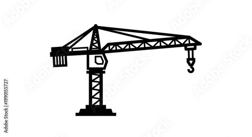 Construction crane illustration on white background.