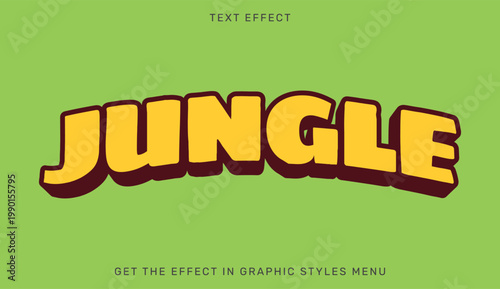 A vibrant graphic design featuring the word Jungle in bold yellow letters on a green background