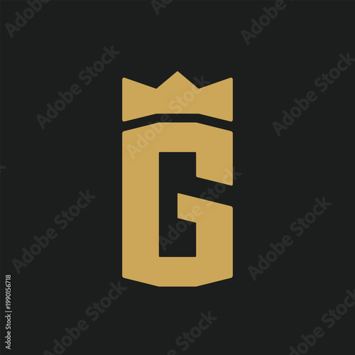 Letter G with crown stylish logo design