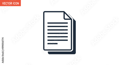 Clean Vector Icon of Stacked Documents with Lines of Text