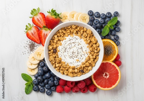 Nutritious overnight oats with fresh fruits and toppings