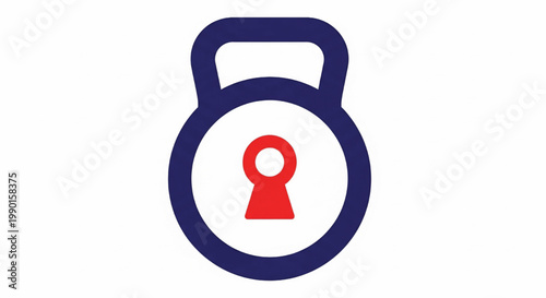 Lock key icon with red keyhole and blue outline on white background for cybersecurity and access control concepts