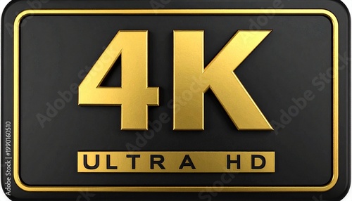 Golden 4K Ultra HD logo metallic clarity resolution standard