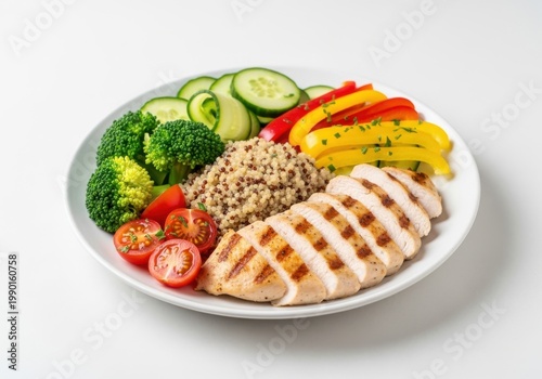 Balanced plate with grilled chicken, vegetables, and couscous