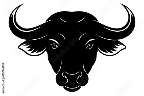 african buffalo head silhouette vector,  buffalo head black icon vector.
