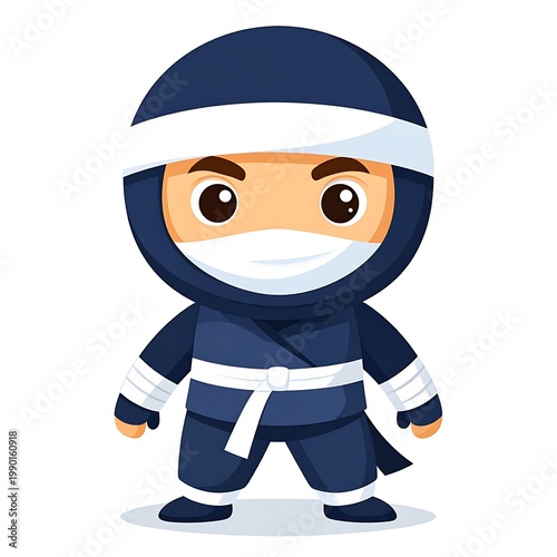 A cartoon ninja with a blue outfit and white headband