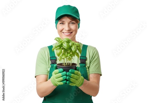A cheerful gardener proudly displaying freshly harvested leafy greens
