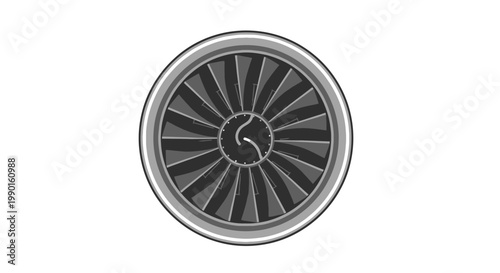 Jet Engine Turbine Fan Blades Front View Illustration