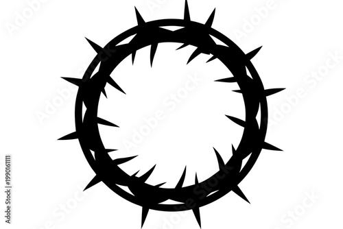 Crown of thorns vector illustration, Circle of thorns icon, Crown of thorns black symbol