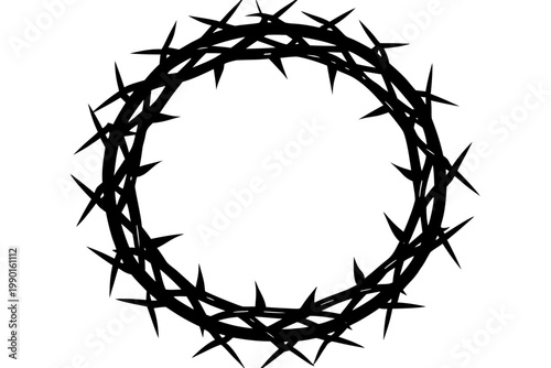 Crown of thorns vector illustration, Circle of thorns icon, Crown of thorns black symbol