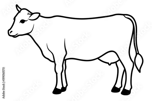 vector illustration of a cow, cow outline icon, cow line art black line art symbol 