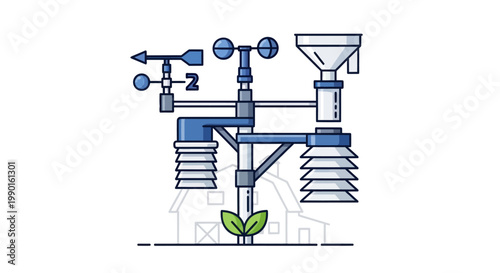 Weather Station for Agriculture: Anemometer, Rain Gauge, Thermometer, Wind Vane