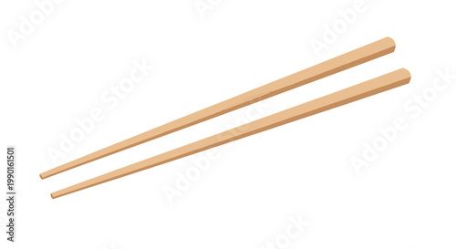 Pair of wooden chopsticks on a white background, isolated
