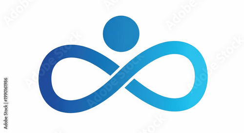 Infinity symbol icon with blue gradients and smooth loop design on clean white background featuring mathematical concept, endless, limitless with