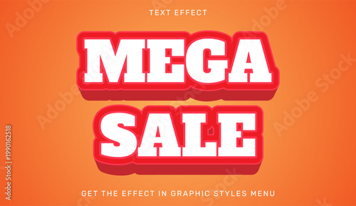 A vibrant orange background with a mega sale text effect in white and red