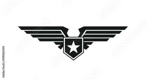 Black Wings Emblem with Star Shield