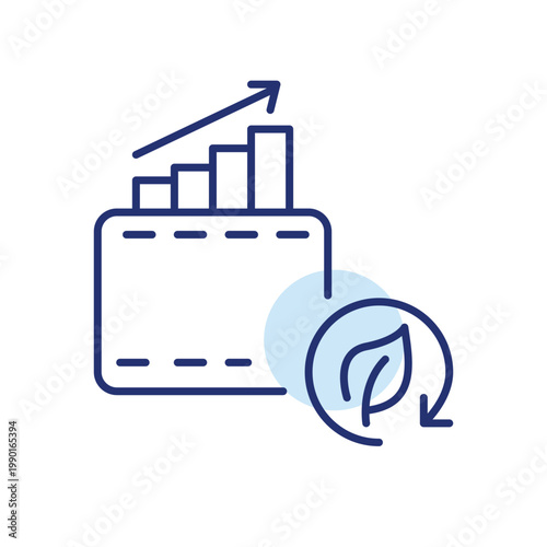 Sustainable savings and finances. Growth, wallet and leaf in renew arrow. Pixel perfect, editable stroke vector icon