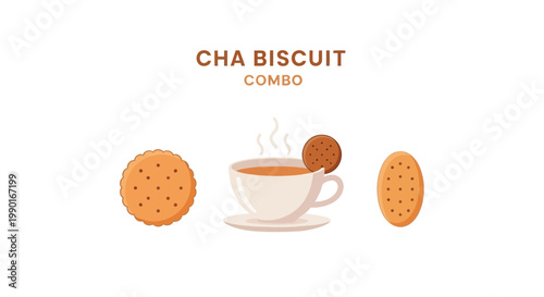 A warm beverage and biscuits a delightful cha biscuit combo illustration