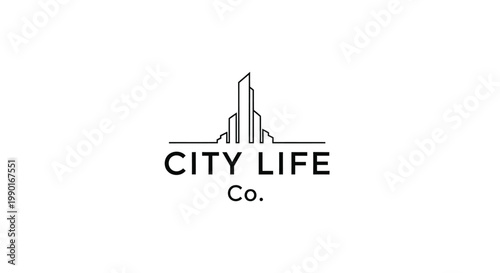 Minimalist design featuring a city skyline and the text city life co