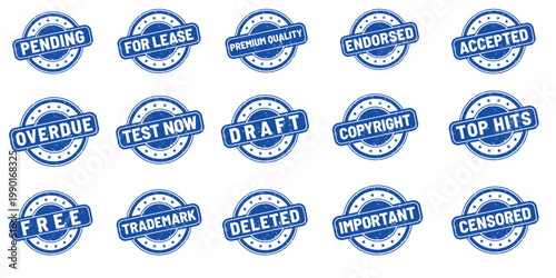 Grunge rubber stamp badges with approved pending draft set