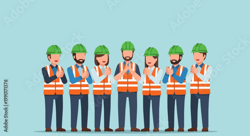 Workers in Safety Gear Standing.