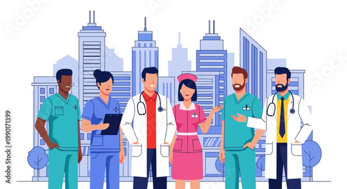 Medical Professionals in City Setting.