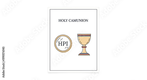 Holy Communion Symbols: Chalice and Host. Religious Ceremony Icon.