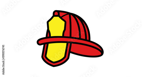 Firefighter Helmet Icon Symbol of Safety and Service.