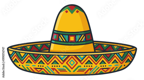 Colorful Mexican Sombrero with Geometric Patterns.