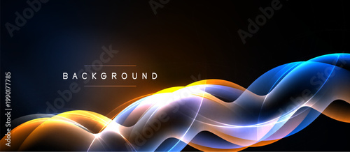 Abstract waves, vibrant colors, dark background. Smooth lines create dynamic visual effect. Modern design element.