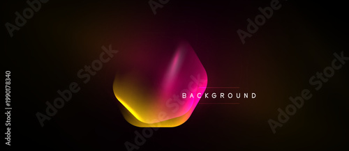 Abstract fluid shapes, vibrant colors blend into dark background. Text background present, minimalist design.