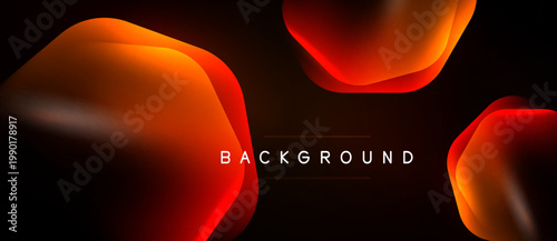 Abstract fluid shapes, vibrant orange hues, dark background. Modern design, smooth gradients, dynamic composition. Text reads BACKGROUND.