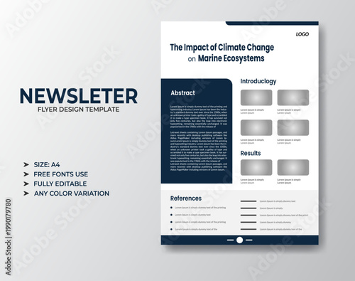 Academic Newsletter Flyer Template – Climate Change Theme