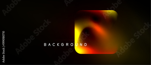 Dark background features vibrant, blurred orangeyellow shape. Text reads BACKGROUND below colorful element. Minimalist design.