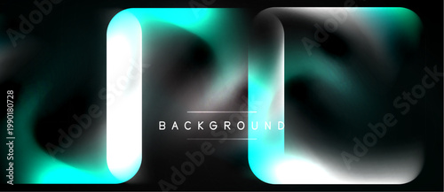 Abstract neon shapes, turquoise glow, dark background. Text reads background. Modern design, vibrant colors, smooth gradients.