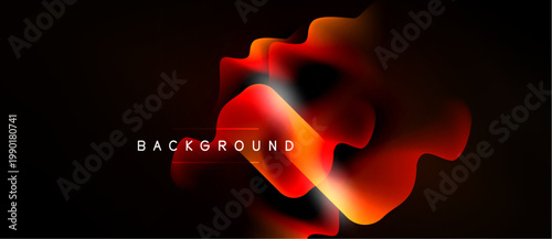 Abstract red fluid shapes over black background. Bright highlights create dynamic visual effect. Text reads BACKGROUND. Minimalist design.