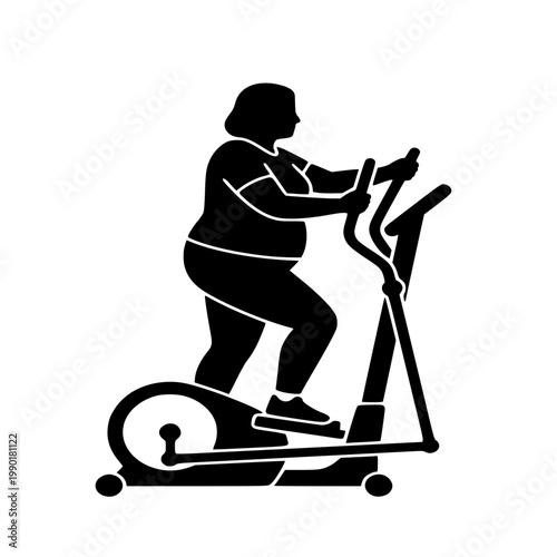 silhouette of a fat woman Elliptical machine fitness