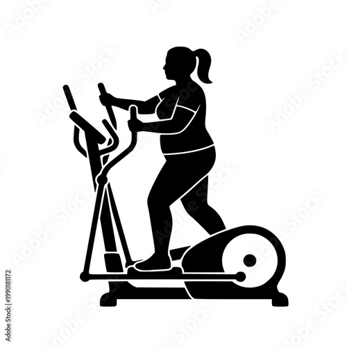 silhouette of a fat woman Elliptical machine fitness