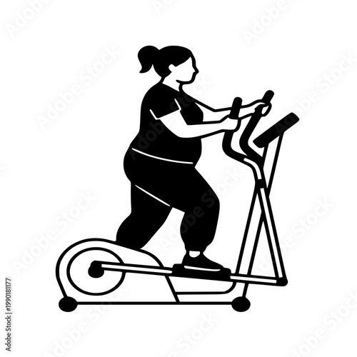 silhouette of a fat woman Elliptical machine fitness