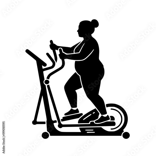 silhouette of a fat woman Elliptical machine fitness