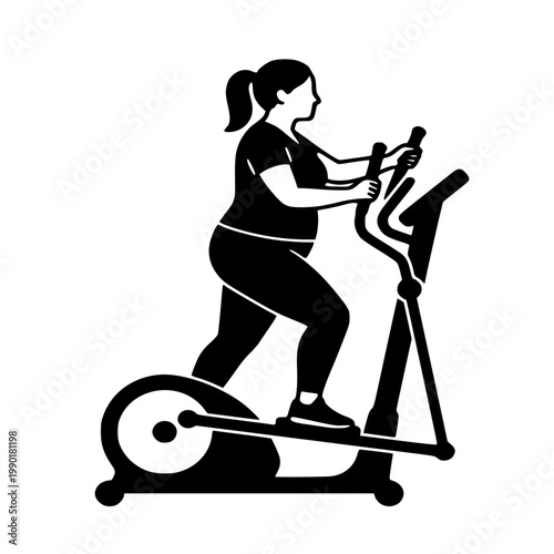 silhouette of a fat woman Elliptical machine fitness