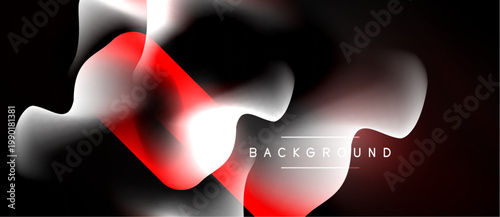 Abstract fluid shapes, red, white, gray. Dark background creates dynamic visual effect. Text reads BACKGROUND. Modern design element.