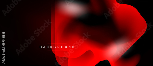 Abstract red shapes overlap black background. Gradient effect creates depth, modern design element. Minimalist aesthetic, text reads background.
