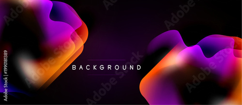 Abstract fluid shapes, vibrant colors blend into dark background. Text reads background centered within design. Modern, dynamic composition.
