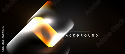 Abstract glowing lines overlap dark background. Bright orange, white hues create dynamic visual effect. Modern design element.