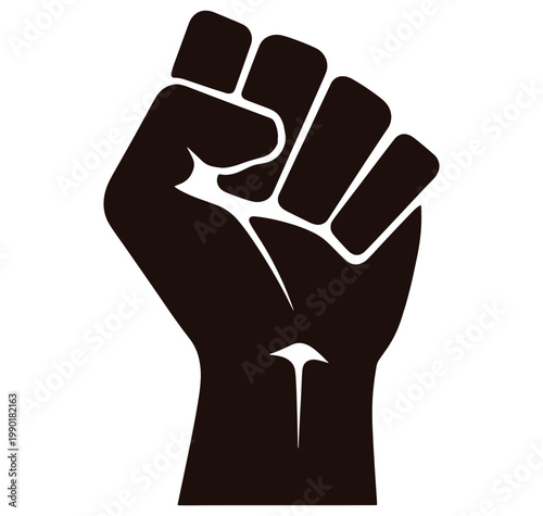 Raised fist symbolizing protest or solidarity in a powerful gesture